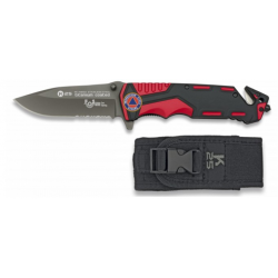 Couteau pliant K25 FAST OPENING rouge et noir scie Lame: 9.4 cm 19653AGR1015071