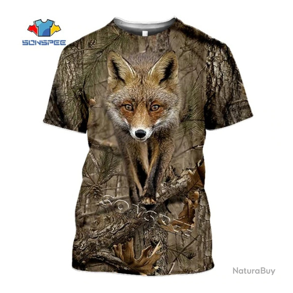 Tee-shirt mixte renard camo , taille de S  5XL.