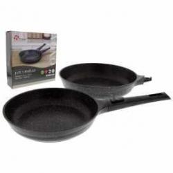 PRADEL EXCELLENCE THIERS 2 POÊLES ONDA Ø 24, 28 CM FAÇON PIERRE AVEC 1 MANCHE