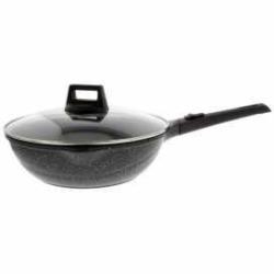 PRADEL EXCELLENCE THIERS WOK ONDA &Oslash; 28 CM AVEC COUVERCLE FA&Ccedil;ON PIERRE AVEC 1 MANCHE