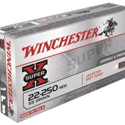 BTE 20 CART. WINCHESTER JACKETED SOFT POINT CAL. .22-250 REM 55GR 3,56 G