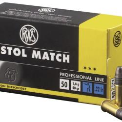 Boite de 50 cartouche RWS Professional line pistol match cal.22LR tête plomb ronde