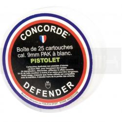 CARTOUCHE À BLANC - CONCORDE DEFENDER 9 mm PAK, Boite de 25