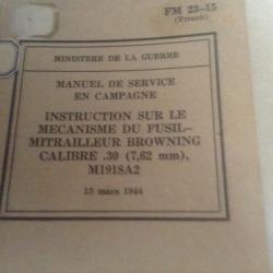 Instruction sur le mécanisme du FM B.A.R modèle 1918 A2 du 13 Mars 1944