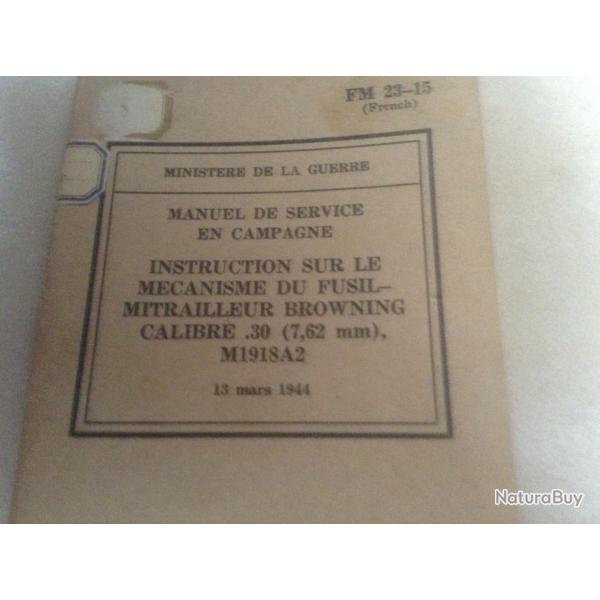 Instruction sur le mcanisme du FM B.A.R modle 1918 A2 du 13 Mars 1944