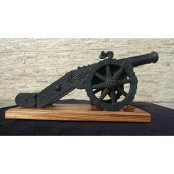 ANCIEN - CANON miniature en bronze avec chariot - Artillerie Espagne