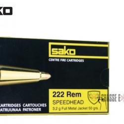 20 Munitions SAKO Speedhead Fmj Cal 222 Rem 50 Gr