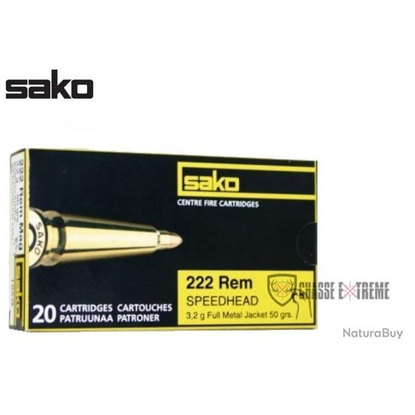 20 Munitions SAKO Speedhead Fmj Cal 222 Rem 50 Gr