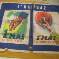 affiche 1°mai 1942 seconde guerre ww2 Maréchal Pétain Etat Français collaboration Vichy