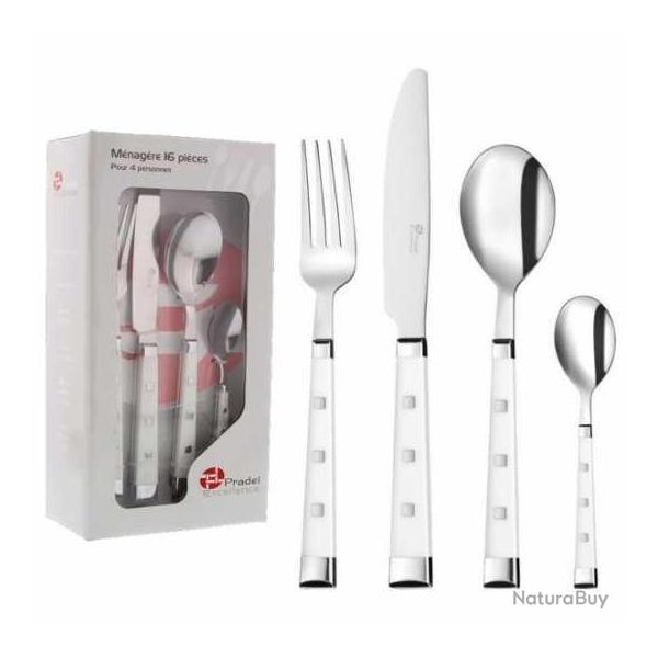 ENSEMBLE MENAGERE PRADEL EXCELLENCE 16 PIECES BELLE TABLE BLANC 1