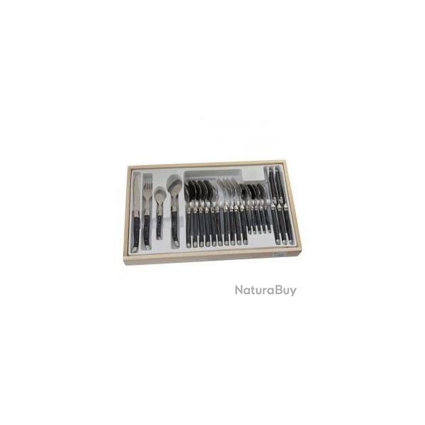 ENSEMBLE MENAGERE LAGUIOLE 24 PIECES MANCHE COULEURS GRIS MARBRE