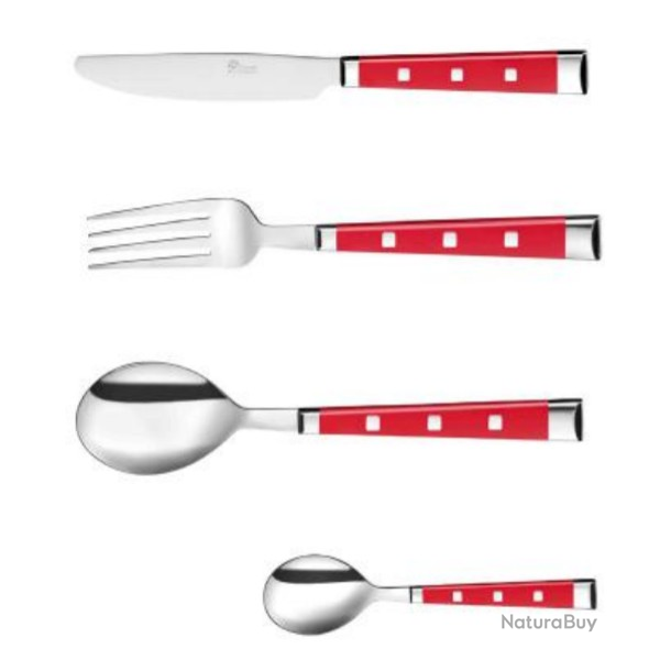 ENSEMBLE MENAGERE PRADEL EXCELLENCE 24 PIECES GAMME BISTRO ROUGE 1