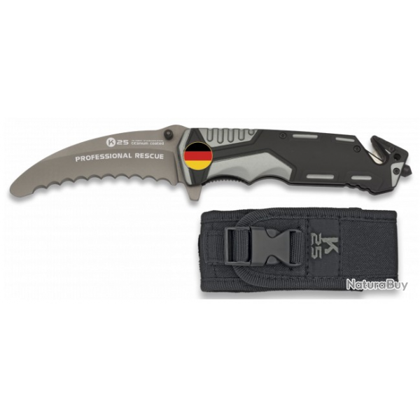 Couteau pliant secourt gris/noir Lame 9.5 cm 19997GR103107