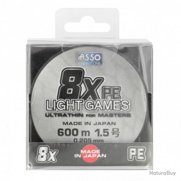 Tresse asso light games 8x multicolore - 600 m PE 0.8