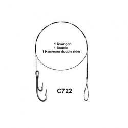 Bas de ligne acier gainé cannelle multiflex hameçon double rider c722 40cm par 3 H1/0 - RESISTANCE 7