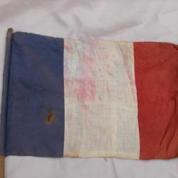 WW2 FRANCE/ANGLETERRE DRAPEAU DE LA LIBERATION ARTISANALE BIFACE 44 CM SUR 28 CM