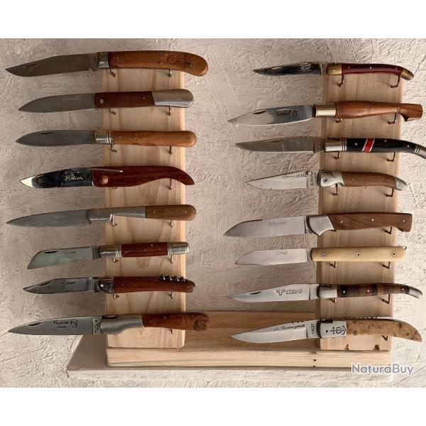 Prsentoir 16 couteaux oblique en bois de palette SUPPORT METAL - cration unique