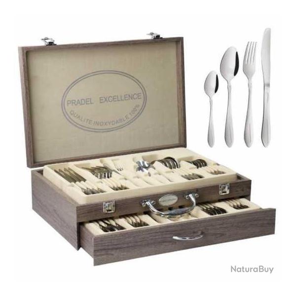 ENSEMBLE MENAGERE PRADEL EXCELLENCE ALBERT DE THIERS 48 PIECES EN COFFRET  ACIER INOX