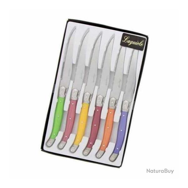 COFFRET DE 6 COUTEAUX TABLE LAGUIOLE COLORIS PASTEL 1