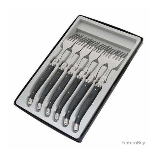 COFFRET 6 FOURCHETTES LAGUIOLE POSTICHE GRIS 1