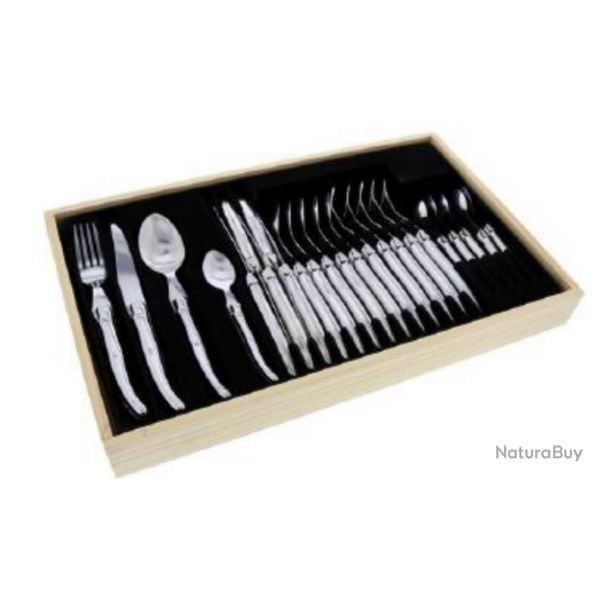 ENSEMBLE MENAGERE LAGUIOLE 24 PIECES COFFRET BOIS 1