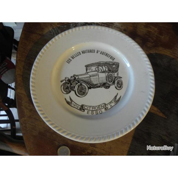 assiette  ceramique, publicit esso, belle voitures d'autre temps citroen 1919 type a