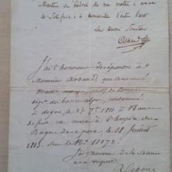 Lettre écrite au sujet d'un condamné au bagne en 1811