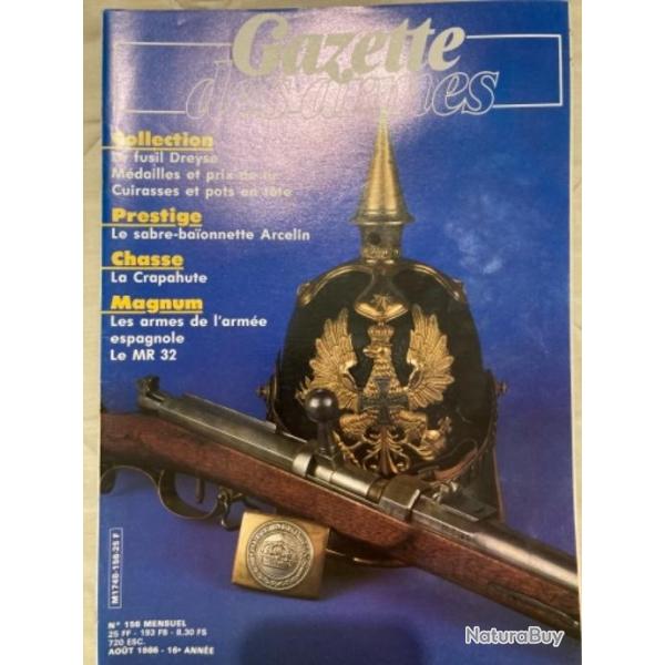 Gazette des armes N 156, fusil Dreyse, MR 32, rechargement grand pere, sabre baonnette, crapahute