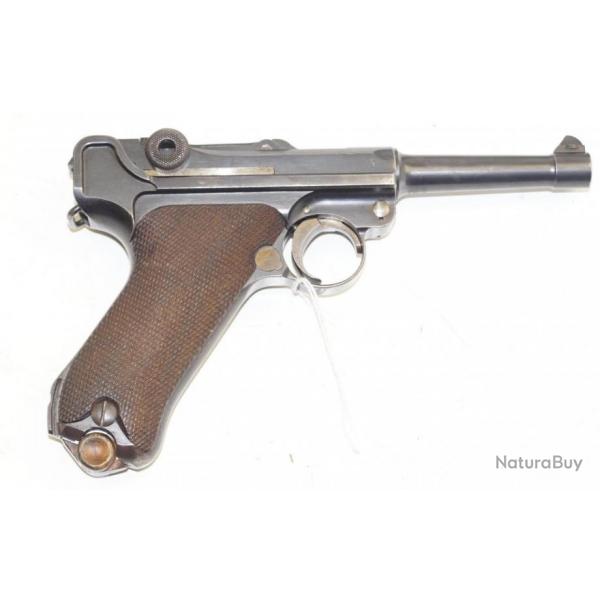 Pistolet Luger P08 fabrication DWM securit&eacute; Schywie et sont &eacute;tuis police calibre 9mm p