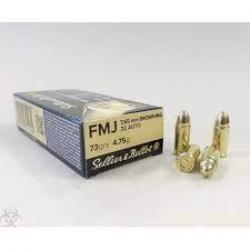 Boit de 50 munitions sellier bellot 7.65 br ( 32 ACP) FMJ 71 grs