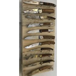 Présentoir bois brut naturel 11 couteaux support métal - création unique