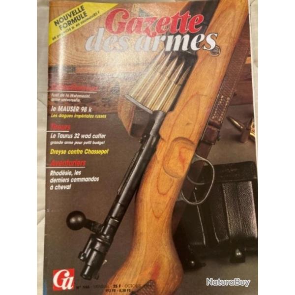 Gazette des Armes N 146, Mauser 98K, Taurus 32, Dreyse Chassepot, Dagues russes, Grey's scout