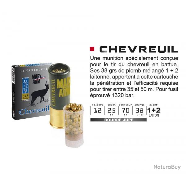 Cartouches MARY ARM CHEVREUIL 38 Bourre  jupe N1+2