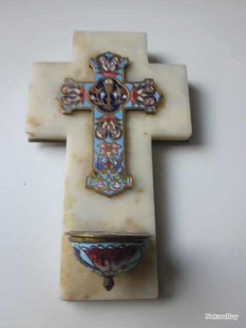 Croix En Marbre Pour Tombe Prix Croix bénitier mural en émaux cloisonnés bronze sur marbre onyx vert