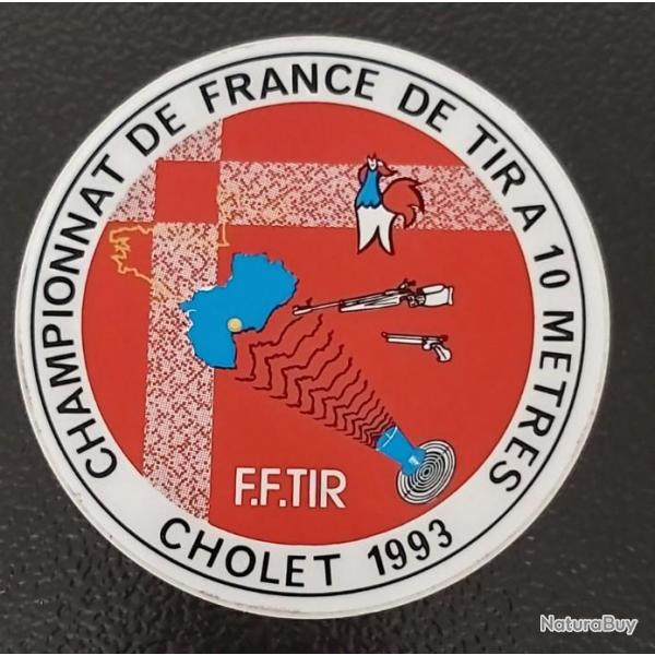 Superbe autocollant "Championnat de France de tir  10m Cholet 1993"