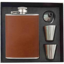 Flasque cuir avec 2 gobelets inox