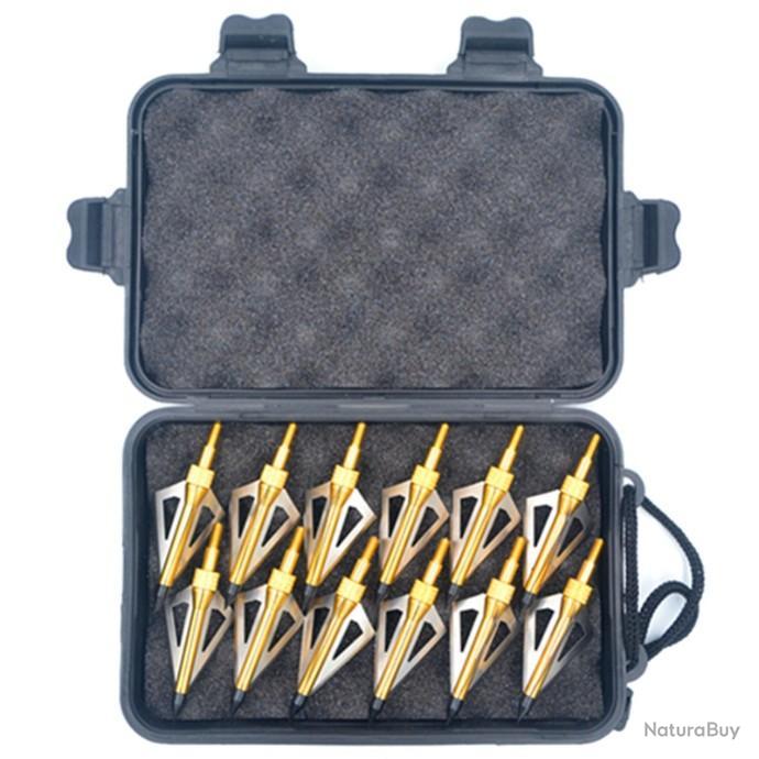 12 Pointes De Flèche Acier Inoxydable – 2 Lames – Tête Large – Pour Chasse Ou Tir
