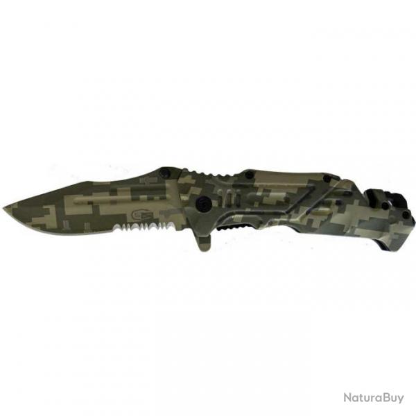 Couteau pliant tout camouflage avec lame 8.4 cm