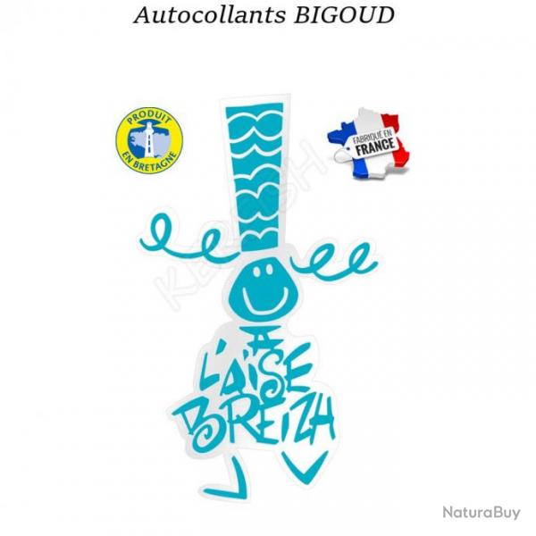 AUTOCOLLANT BIGOUD A L'AISE BREIZH Petit : 11,5 cm Turquoise