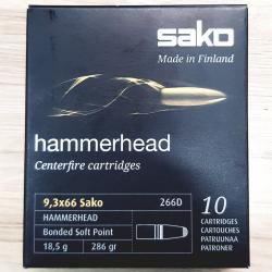 10 Munitions SAKO Hammerhead Cal 9,3x66 Sako 286 Gr