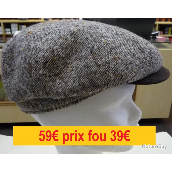 CASQUETTE "MARONE ITALIE"     plate tweed marron 61    BT615-61