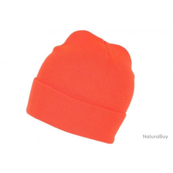 Bonnet Orange Fluo en Laine Fashion et Chaud avec Revers Eric Taille unique Orange