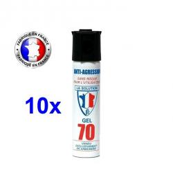 Lot 10 unités Bombe lacrymogene anti agression CS GEL 75ml