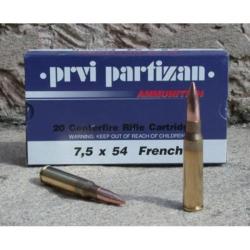 Cartouches PARTIZAN CAL. 7,5X54 French MAS 139-GRS FMJ lot de 500