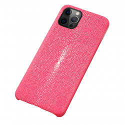 Coque Luxe iPhone Cuir Raie Stingray Galuchat, Couleur: Rose, Smartphone: iPhone 11 Pro Max
