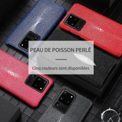 Coque pour Samsung Cuir Raie Galuchat, Couleur: Rouge, Smartphone: Galaxy S20