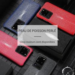 Coque pour Samsung Cuir Raie Galuchat, Couleur: Rouge, Smartphone: Galaxy S20