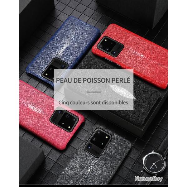 Coque pour Samsung Cuir Raie Galuchat, Couleur: Rouge, Smartphone: Galaxy S20