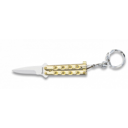 Couteaux balisong porte-clés doré zamak  lame 4 cm 02056-D07