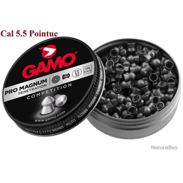 Plombs Gamo  Tte POINTUE  Cal 5.5 mm  Boite de 250  pour arme longue ou de poing